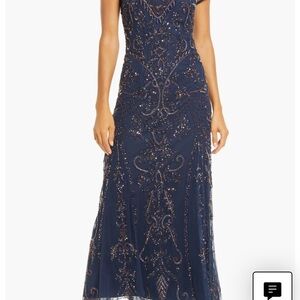 Pisarro Nights Navy Beaded Midi Dress